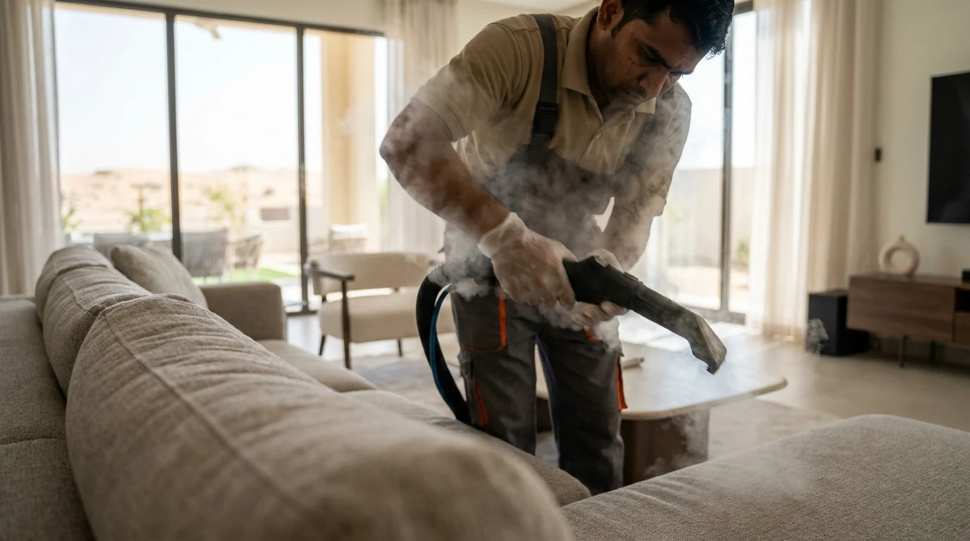 صورة افضل مادة لتنظيف الكنب: دليل عملي لأنواع الأقمشة والبقع